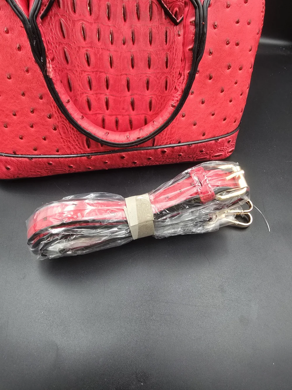 Structured Dome Satchel Handbag in Bright Red with Gold Hardware